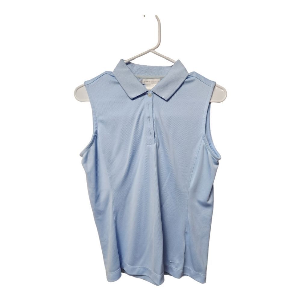 1032 - Nike Golf Blue Dri-Fit Sleeveless Polo Shirt Size Medium